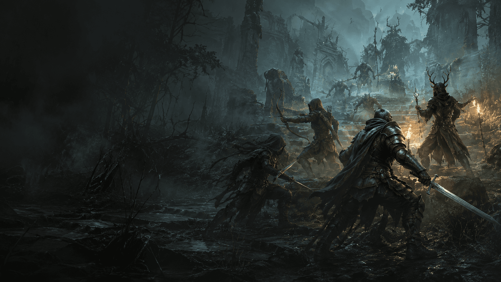 Mistfall Hunter battle scene